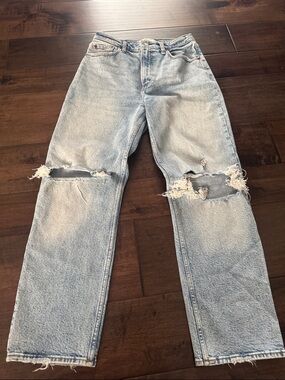 Abercrombie & Fitch 90s Straight Leg Blue Ripped Jeans